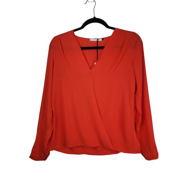 Three Eighty Two Revolve Women's Sienna Surplice Blouse Tangerine Orange Size S - Picture 1 of 9
